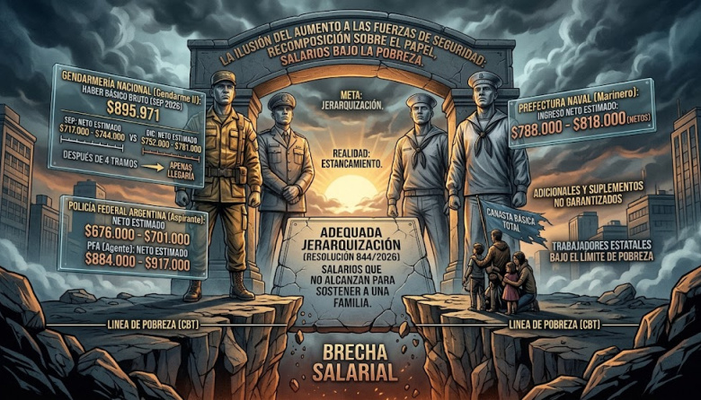 La ilusión del aumento a las fuerzas de seguridad: recomposición sobre el papel, salarios por debajo de la pobreza en la calle