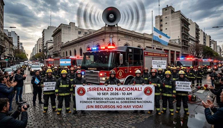 El país se paraliza al compás del fuego: sirenazo nacional de los Bomberos Voluntarios por fondos retenidos