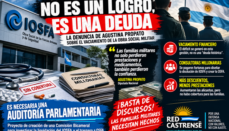 Propato apuntó contra el Gobierno por la crisis en la obra social militar: "Es el arte de convertir una estafa en una buena noticia"