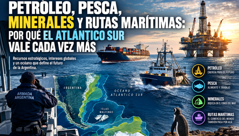 PETRÓLEO, PESCA, MINERALES Y RUTAS MARÍTIMAS: ¿POR QUÉ EL ATLÁNTICO SUR VALE CADA VEZ MÁS?