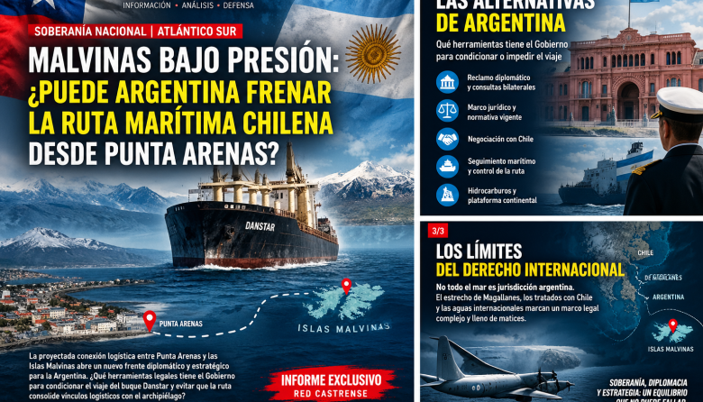Malvinas bajo presión: ¿puede Argentina frenar la ruta marítima chilena desde Punta Arenas?