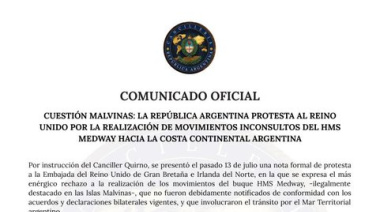 El comunicado de Cancillería por el HMS Medway y el "timing" de la indignación soberana